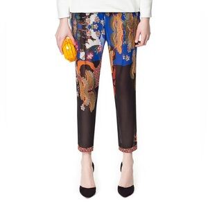 ZARA satin floral print pant